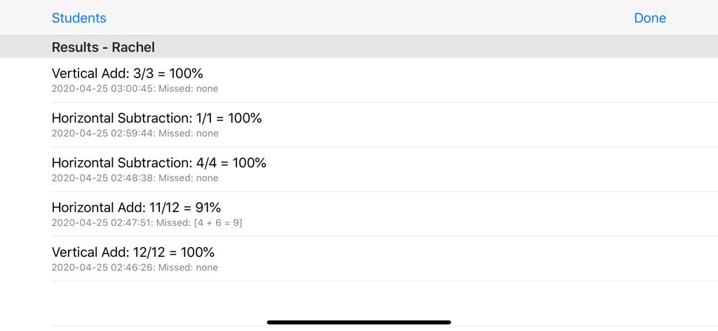 Mathematik-Fortschrittsbericht für einen Schüler, der die Genauigkeit bei Addition und Subtraktion zeigt