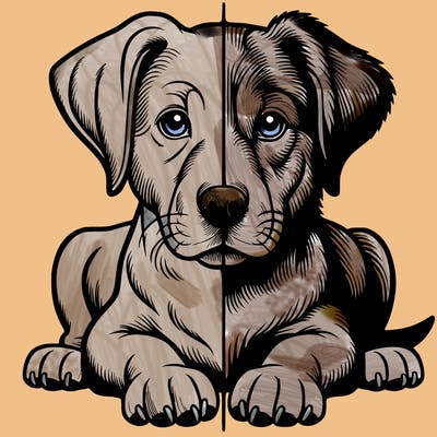 realistic dog split picture