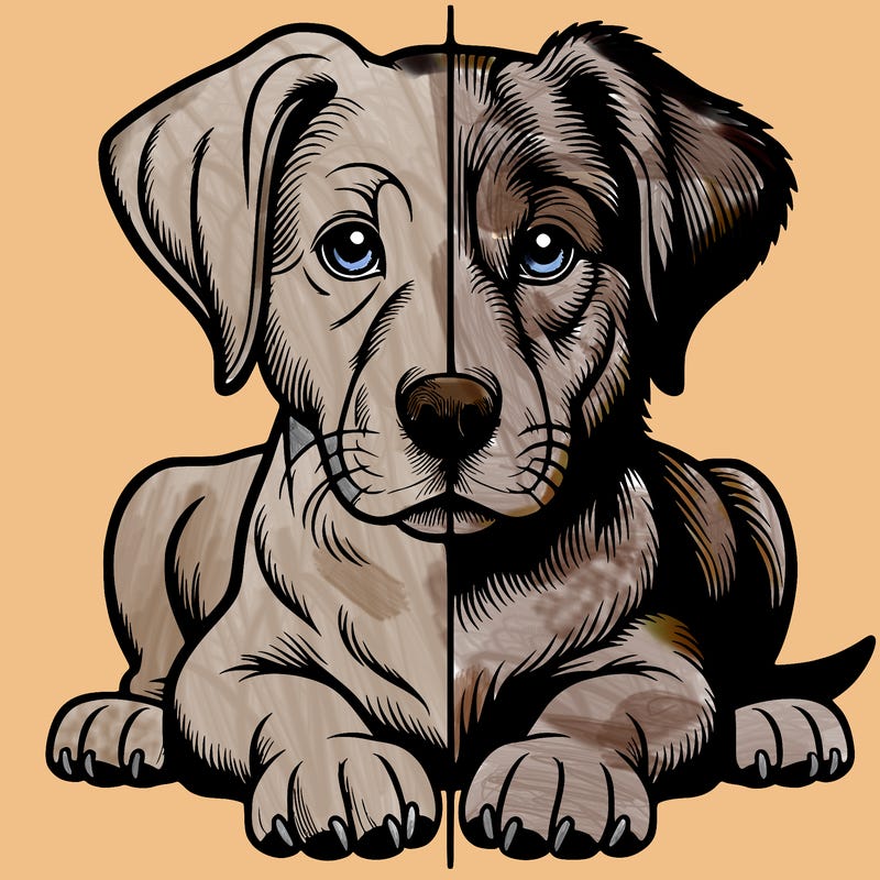 realistic dog split picture