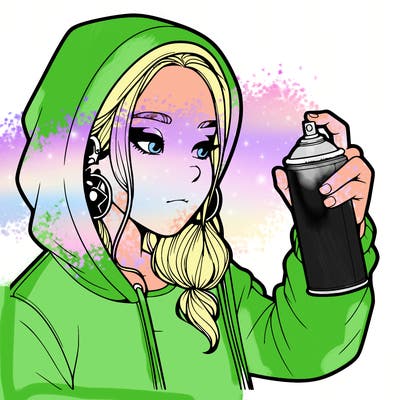a realistic girl, spray painting