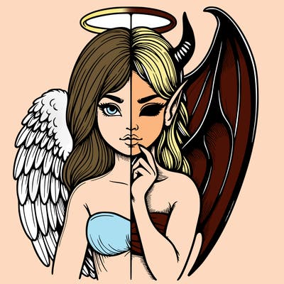 realistic angel half demon