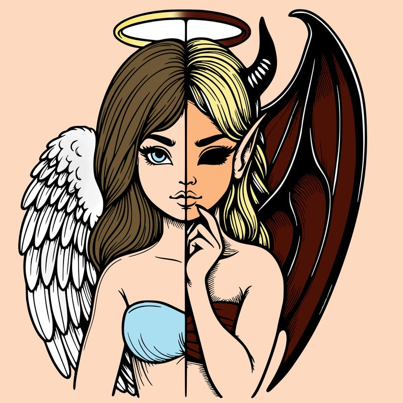 realistic angel half demon