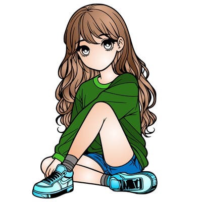 girl sitting realistic