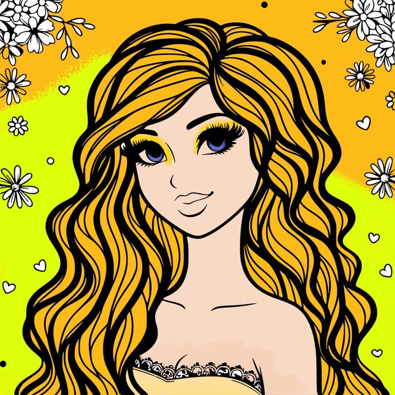 pretty woman with long wavy hair