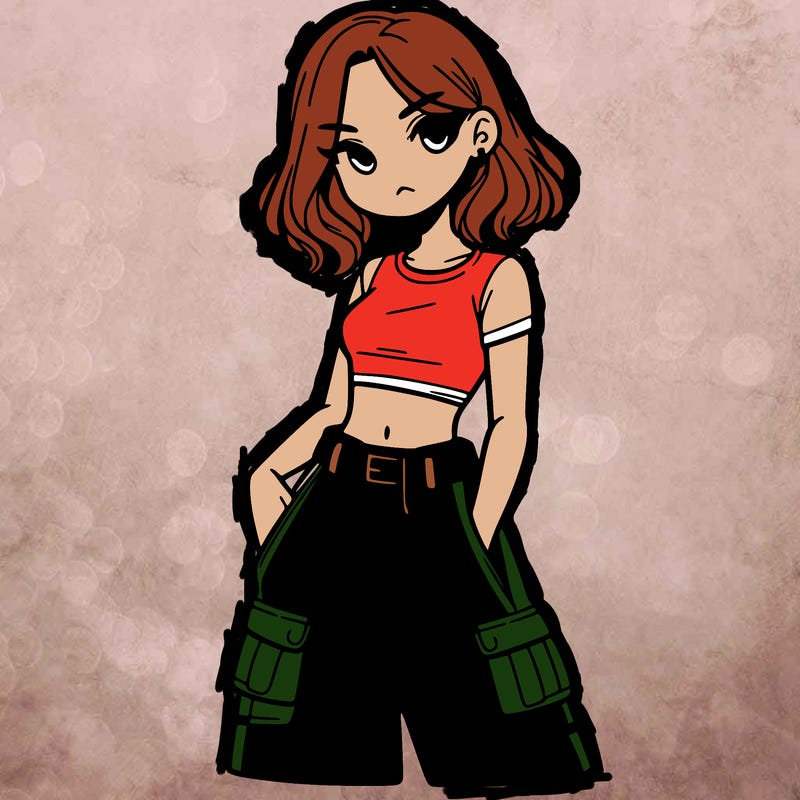 girl with crop top and baggy pants