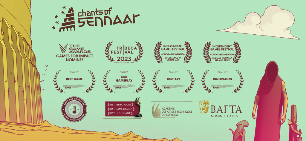 Chants of Sennaar - Chants of Sennaarの受賞歴と栄誉の表示、BAFTAやThe Game Awardsのノミネートを含む