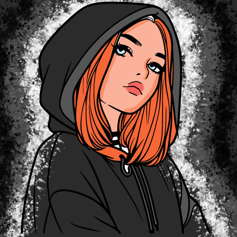 a realistic girl in a hoodie