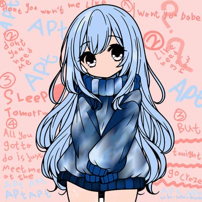 cute manga girl with long sweater