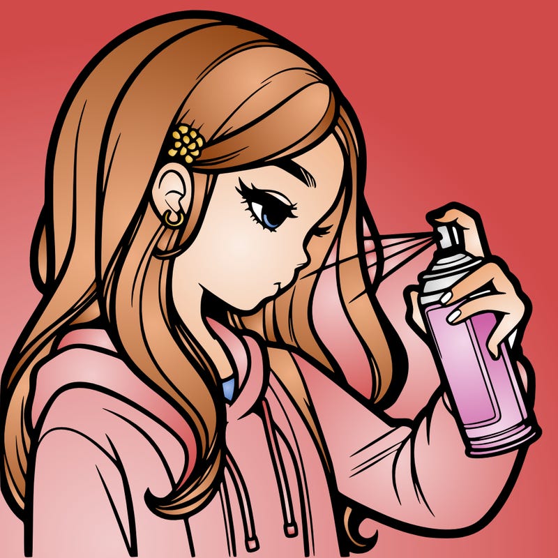 a realistic girl spray painting