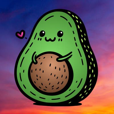 an avocado hugging an avocado