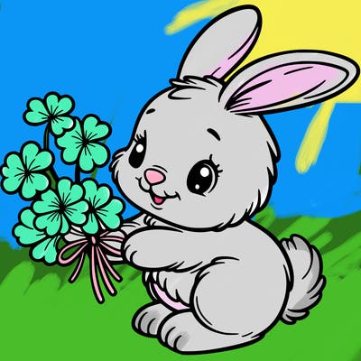 bunny with a bunch of clover