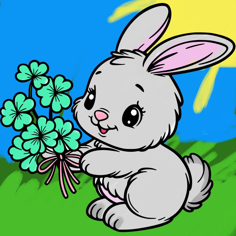 bunny with a bunch of clover