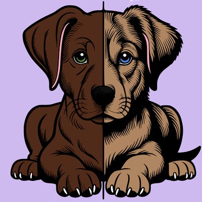 realistic dog split picture