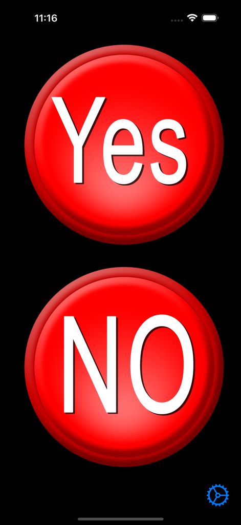 Yes / No Button - Deux grands boutons circulaires rouges marqués Oui et NON sur une interface d'écran noir.