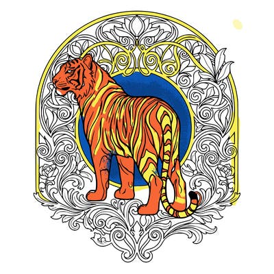 tiger with apex leaves