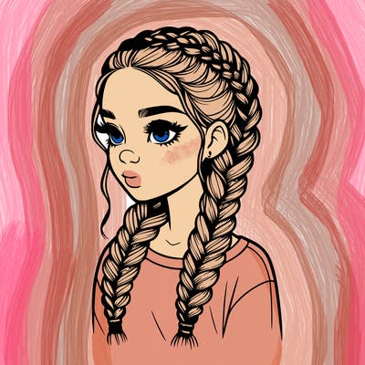 realistic girl with braids
