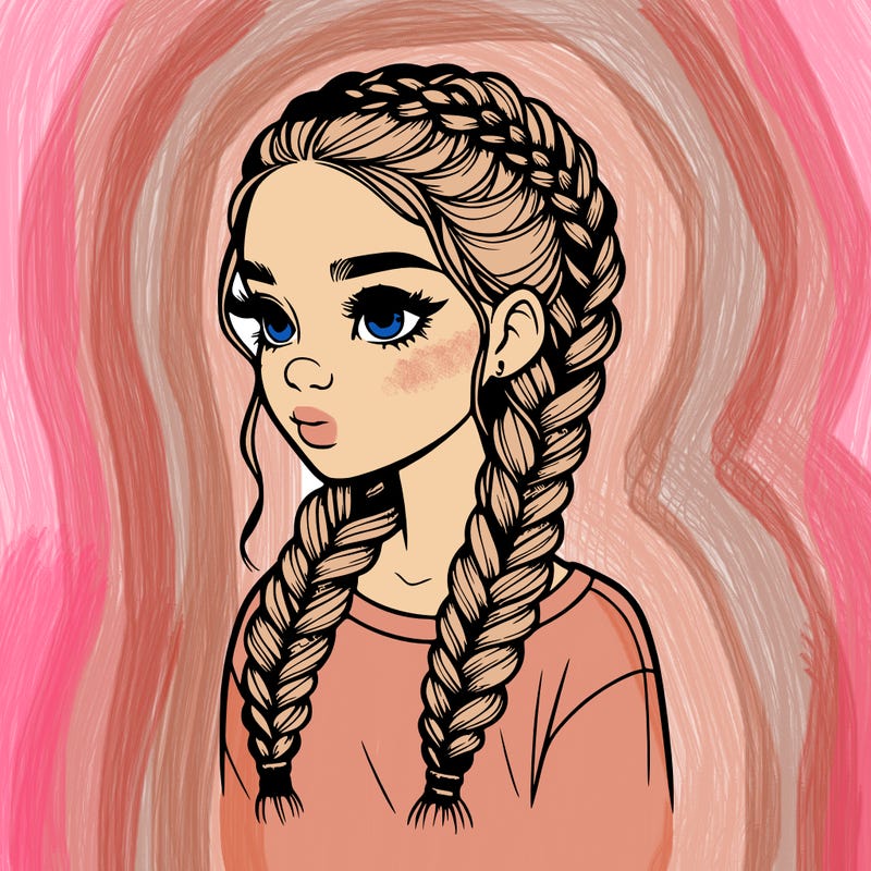 realistic girl with braids