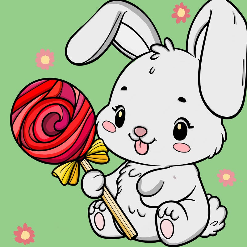 bunny eating lollipop