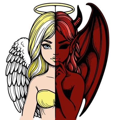 realistic angel half demon