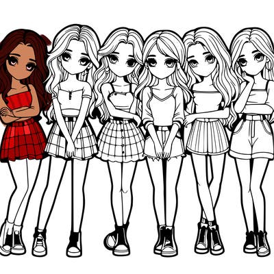 a group of girls realistic