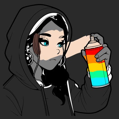 a realistic girl, spray painting