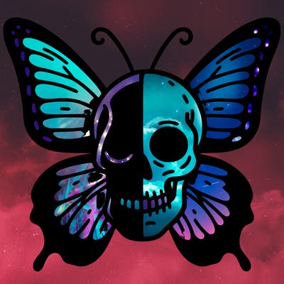 half butterfly half skull