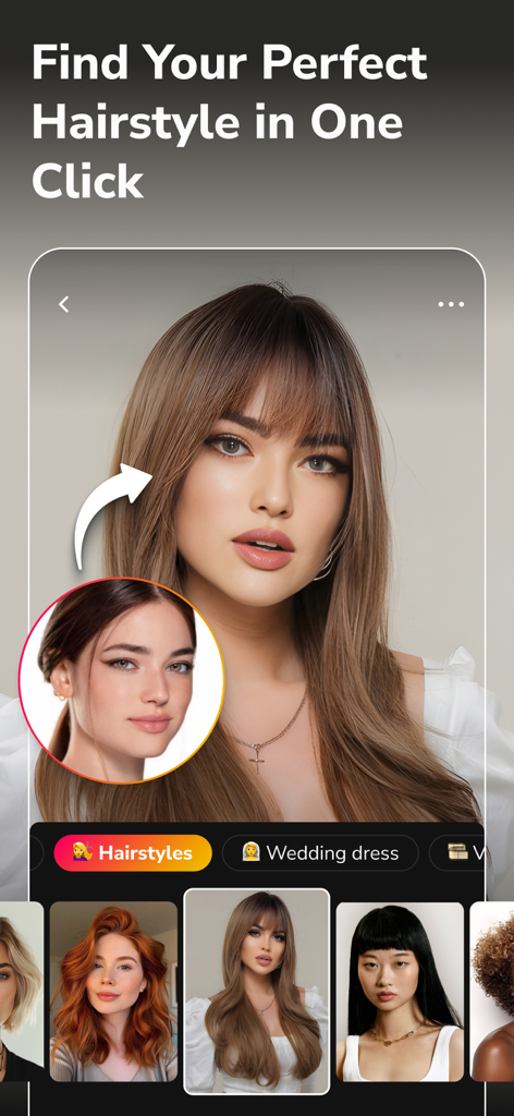 Swappy: Face Swap AI Generator - Swappy AI face swap app interface showing different hairstyle options