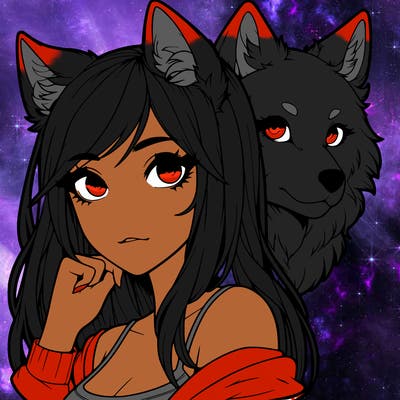 realistic girl with wolf ears