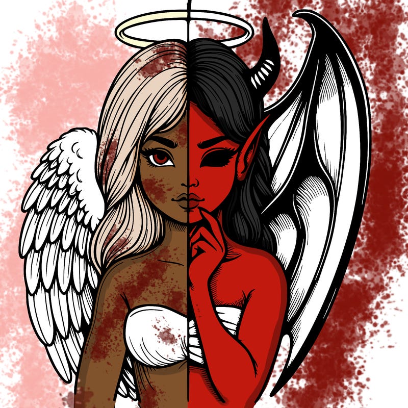 realistic angel half demon