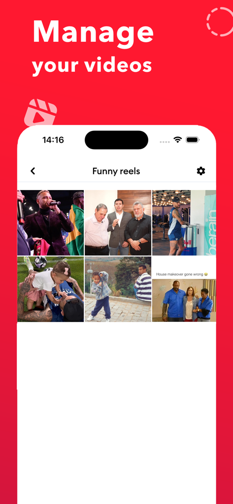 InSave : Story, Reels, Video - InSave app interface showing a board of saved funny reels organized in a grid