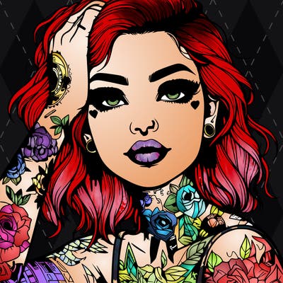 realistic girl with tattoos all over