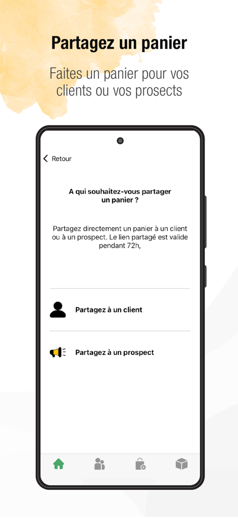 FLPMobil FOREVER - FLPMobil app screen for sharing a shopping basket with customers or prospects.
