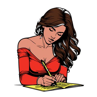 realistic female writing poetry