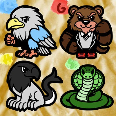 gryfinndor, ravenclaw,hufflepuff, and slytherin.