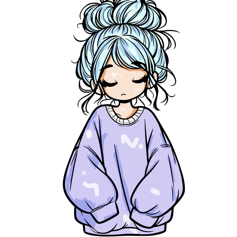 girl with baggy sweatshirt and messy bun