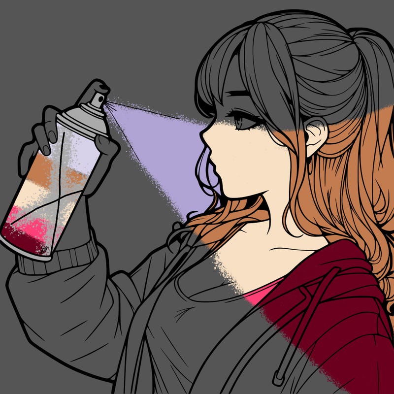 a realistic girl spray, painting