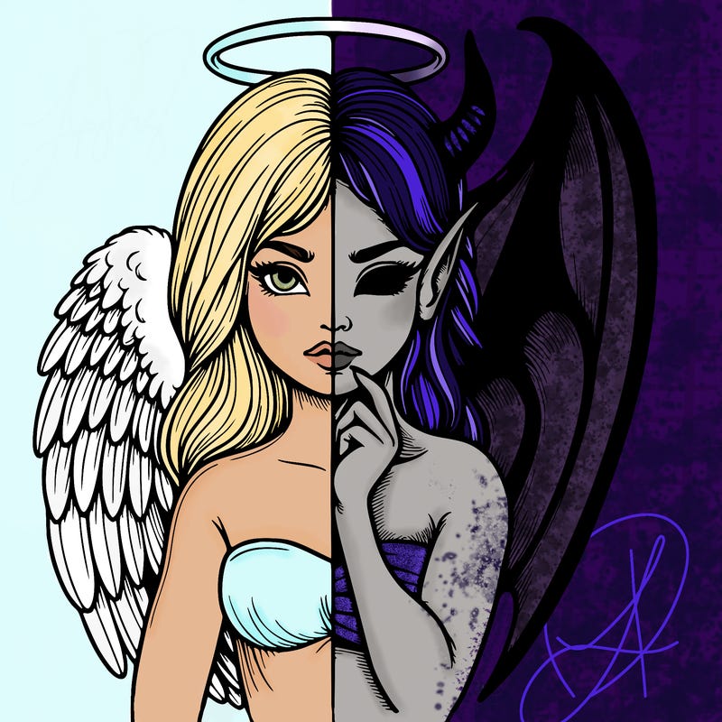 realistic angel half demon