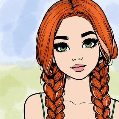 realistic girl with braids