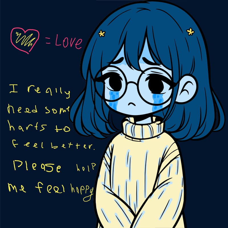 sad girl with glasses in a sweater