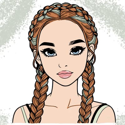 realistic girl with braids