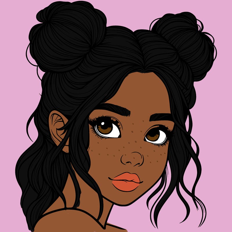 realistic girl with hair buns on her head