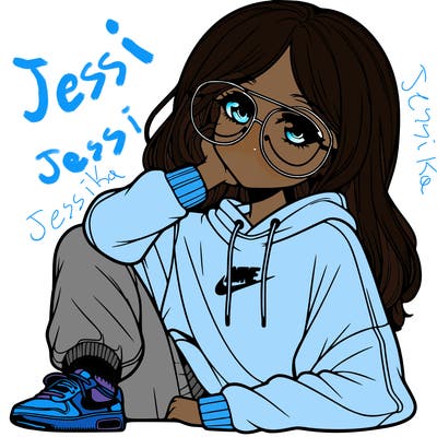 leckteano pretty girl with clear glasses and nike sweater on and gray comfy pants on