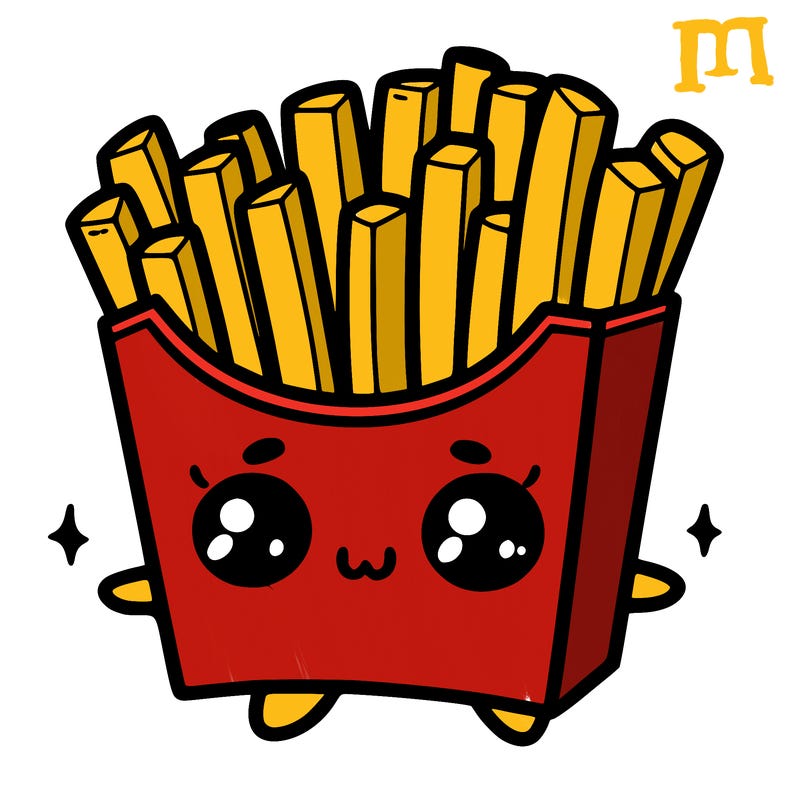 a cute. french fries