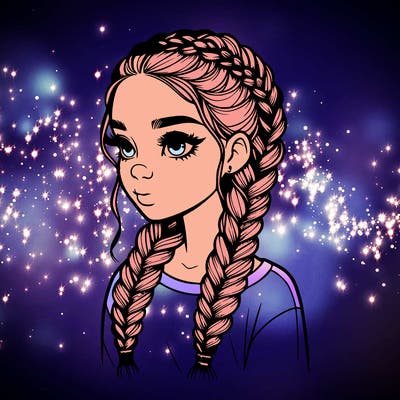 realistic girl with braids