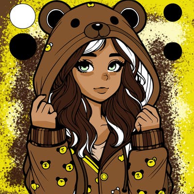 realistic girl in a animal pjs hoodie