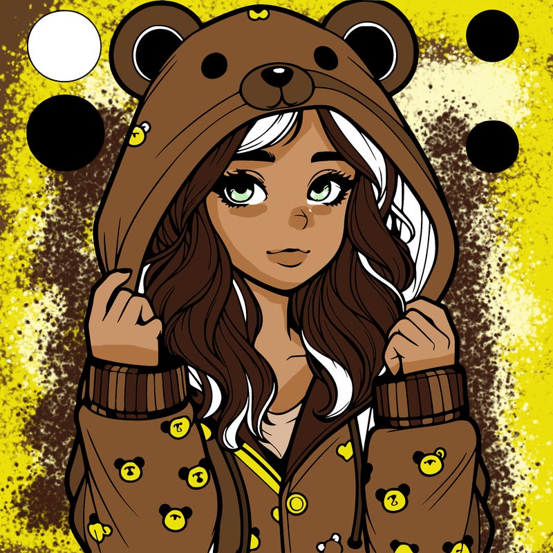 realistic girl in a animal pjs hoodie