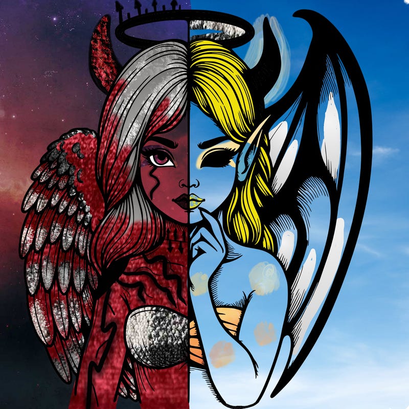 realistic angel half demon