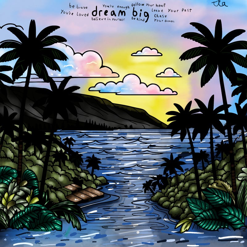 view of the ocean in hawaii lots of palm trees and beautiful view