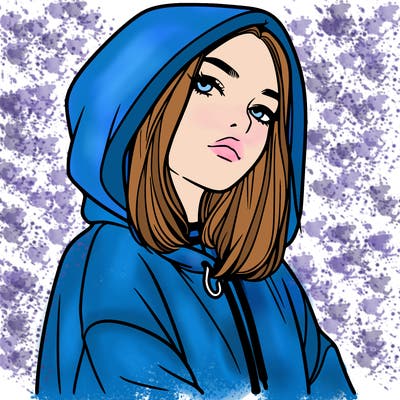 a realistic girl in a hoodie