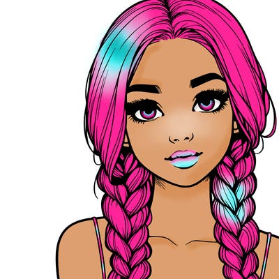 realistic girl with braids